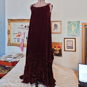 Vintage Burgundy Velvet Krista Larson Tsunami Slip Dress One Size
